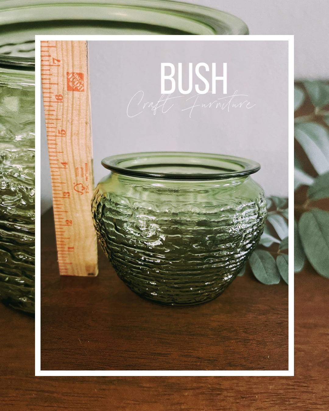 Anchor Hocking Soreno vase green ripple glass Vase - Bush Craft Furniture