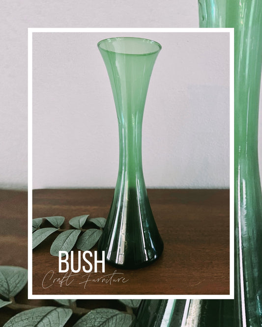 Vintage Emerald Green Clear Glass Bud Vase - Bush Craft Furniture
