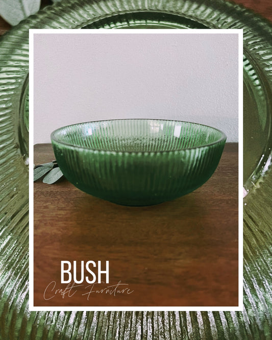 Vintage EO BRODY Co Green Ribbed Glass Bowl Cleveland OH. Made in USA Candy Dish - Bush Craft Furniture